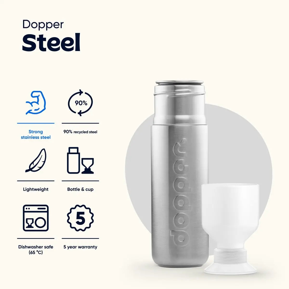 Dopper Steel Genanvendelig Vandflaske 490ml