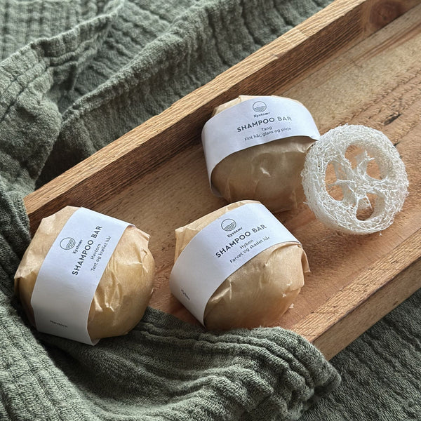 Shampookassen med 3 shampoo bar