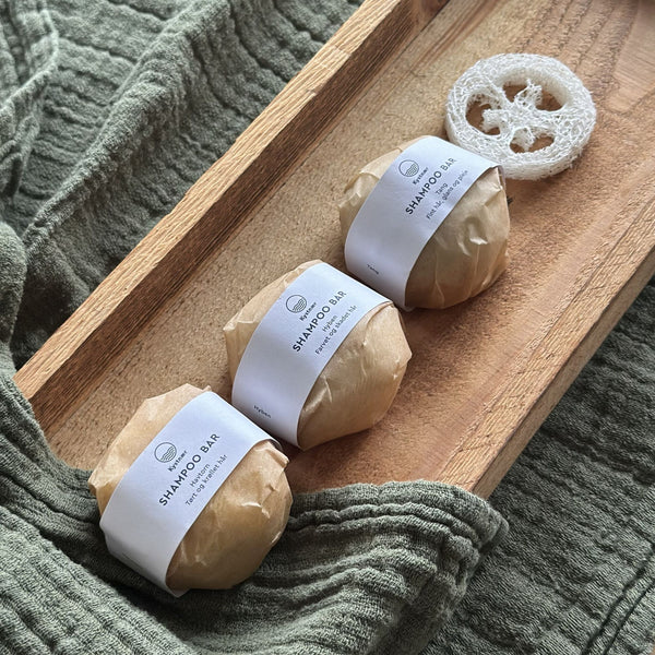 Shampookassen med 3 shampoo bar
